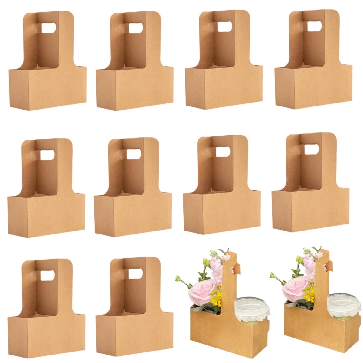 Amazon.com: Enorteen 25 Pcs Kraft Paper Flower Gift Bags Handle